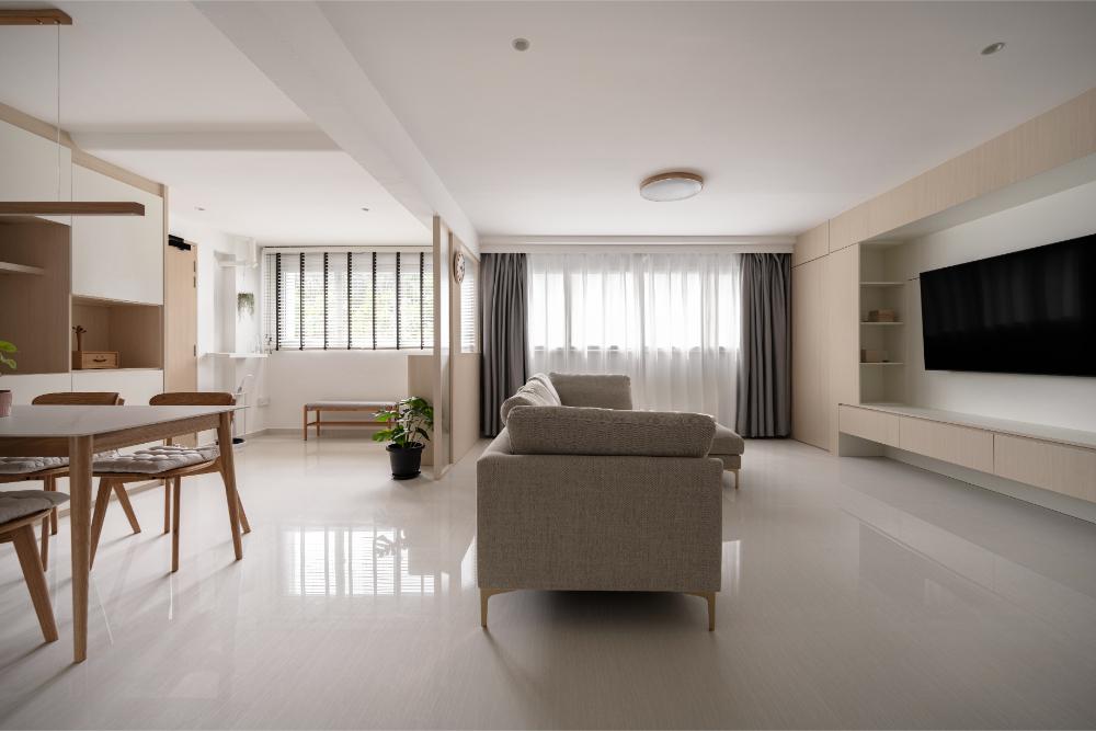 Scandinavian Living Room with TV Console and Sofa