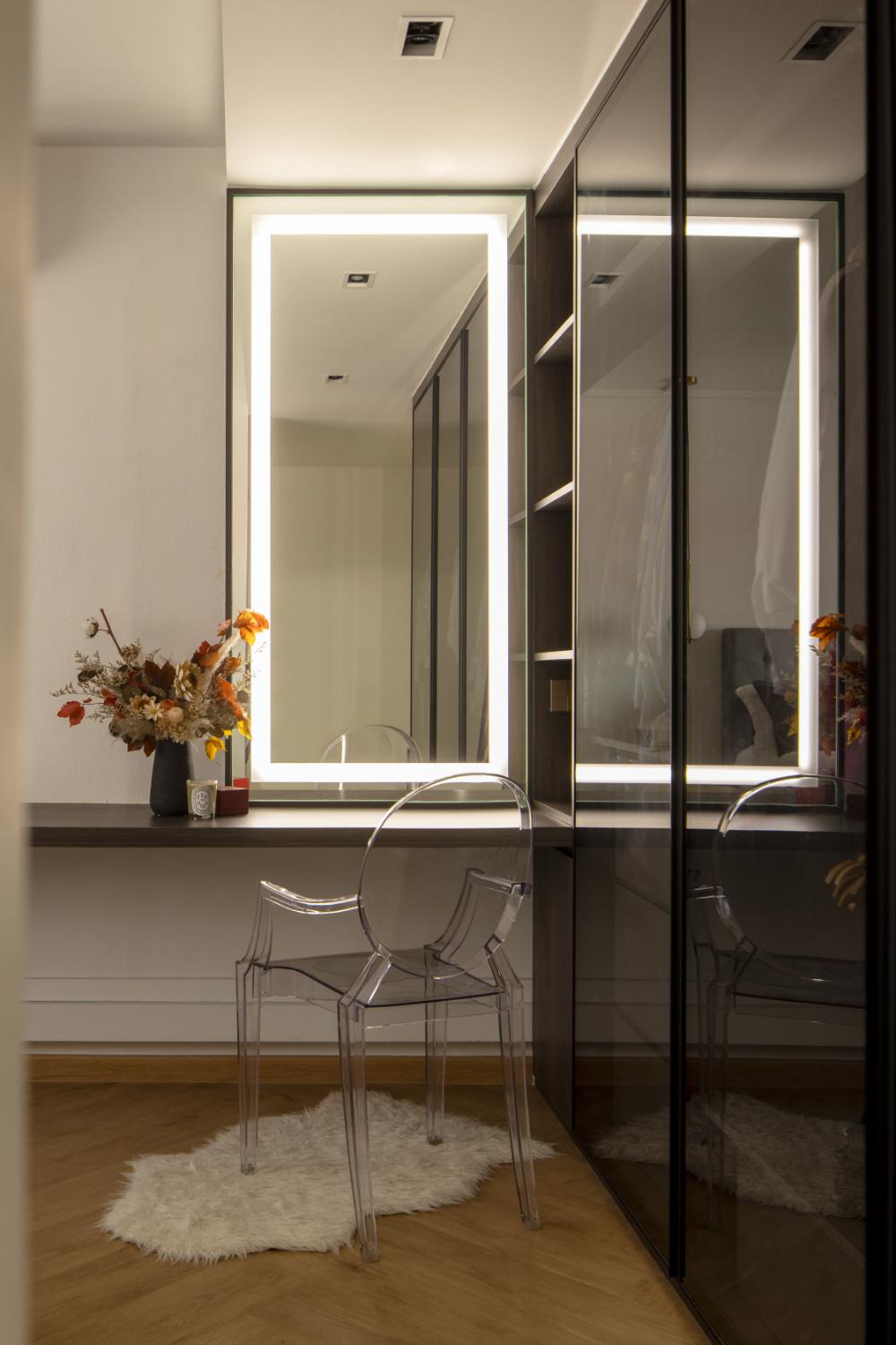 Scandinavian Bedroom with Mirror and Closet