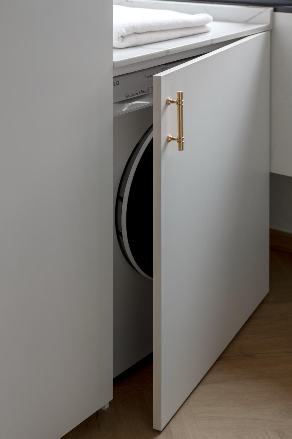 Scandinavian Service Yard with Washing Machine and Laundry Area