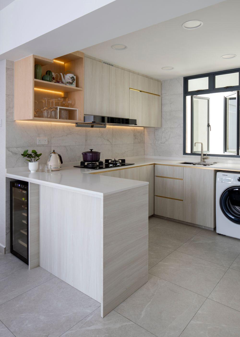Asian Kitchen with Kitchen Window and Open Kitchen