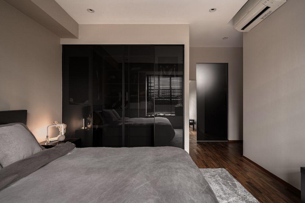 Modern Bedroom with Closet and Bedside Table