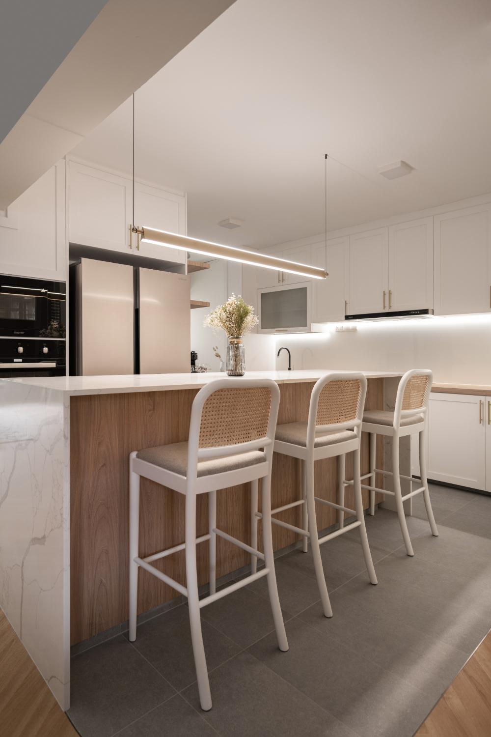 Scandinavian Kitchen with Countertop and Kitchen Island
