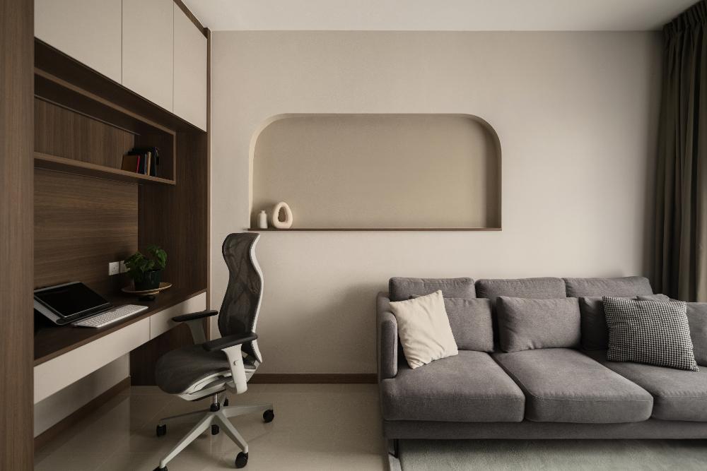 Scandinavian Study with Bookshelf and Desk