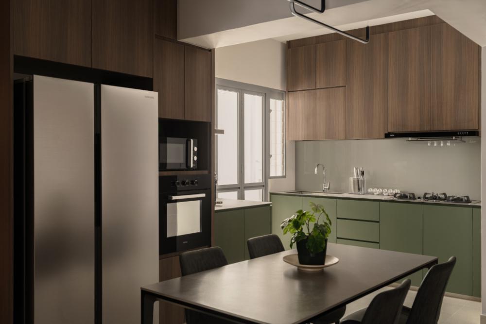 Scandinavian Kitchen with Countertop and Open Kitchen