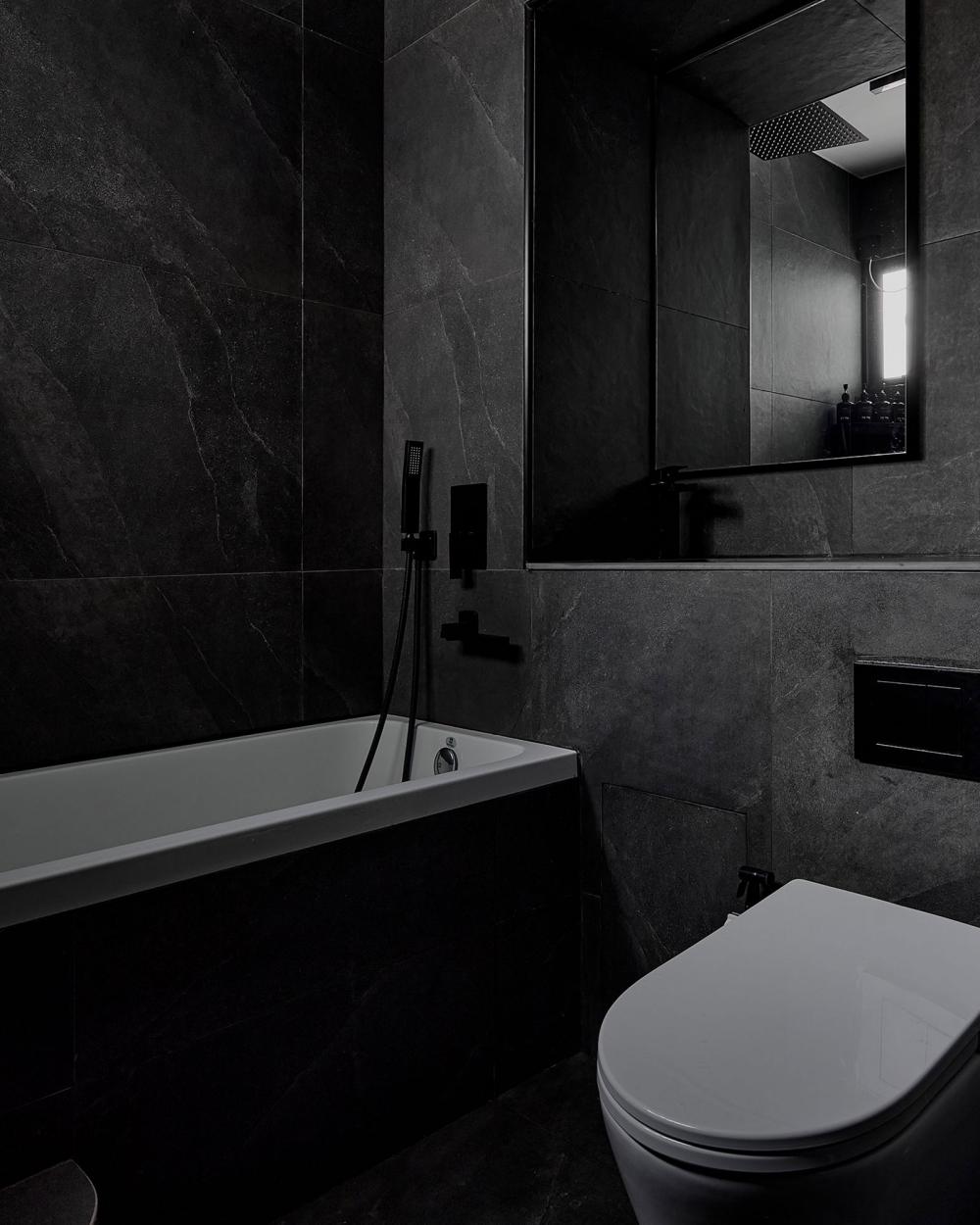 Contemporary Bathroom with Countertop and Mirror