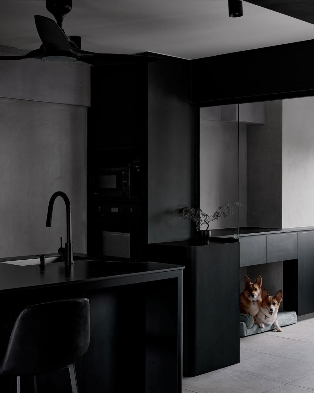 Contemporary Kitchen with Countertop and Homogeneous Tiles
