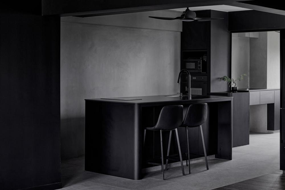 Contemporary Kitchen with Countertop and Kitchen Island