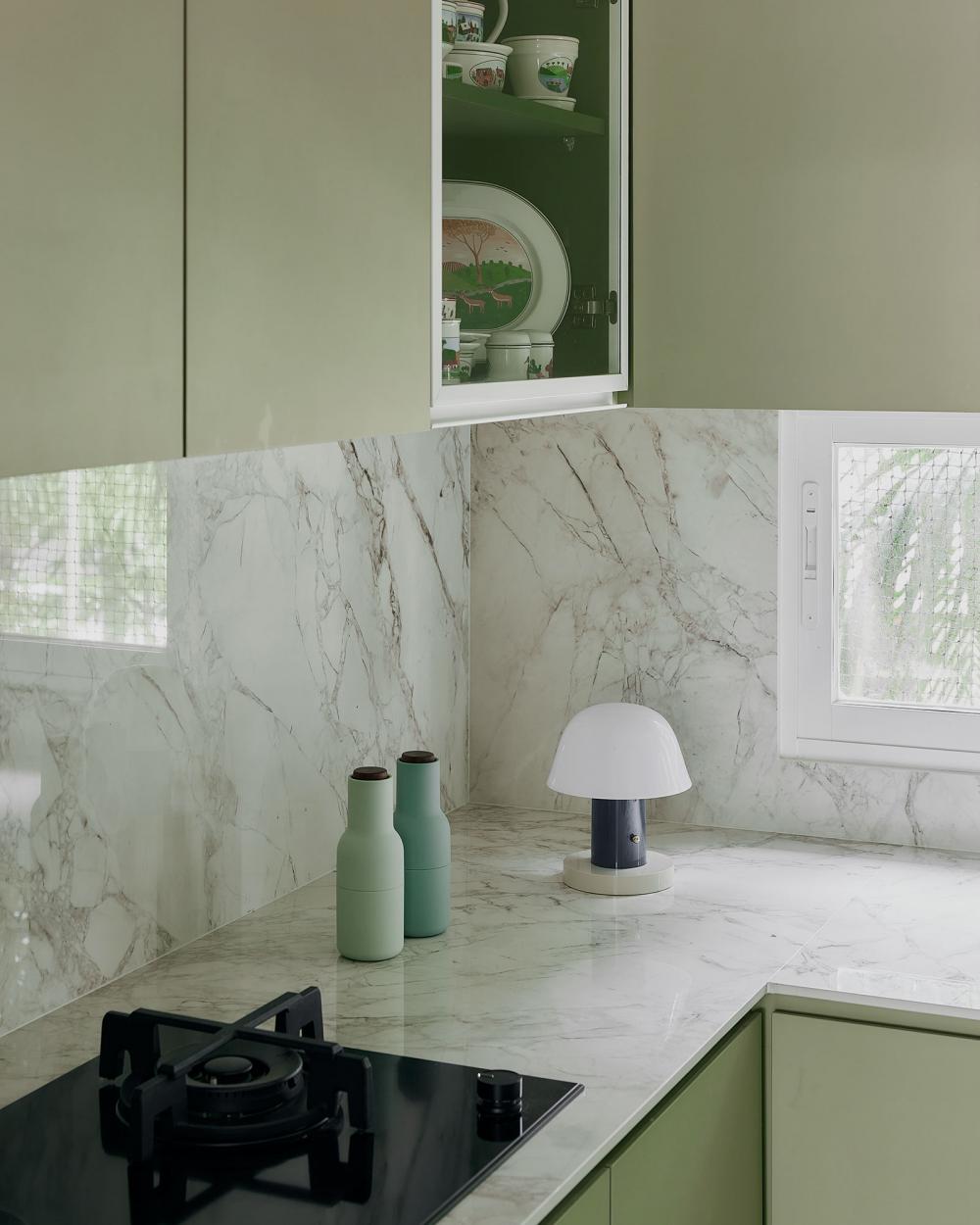 Contemporary Kitchen with Countertop and Kitchen Window