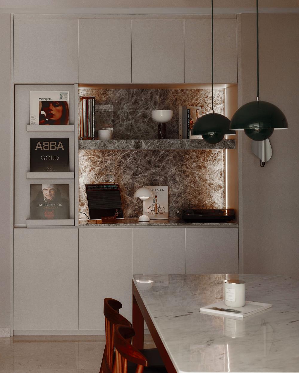 Contemporary Dining Room with Dining Table and Dining Chairs