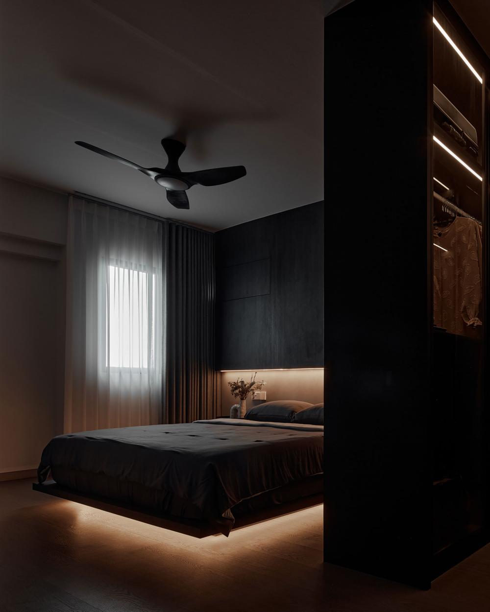 Contemporary Bedroom with Platform Bed and Cove Lighting