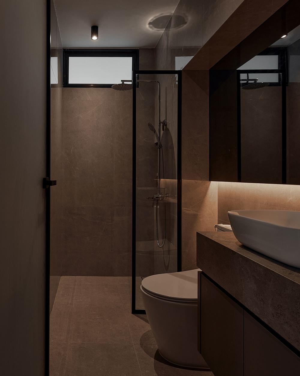 Contemporary Bathroom with Countertop and Mirror