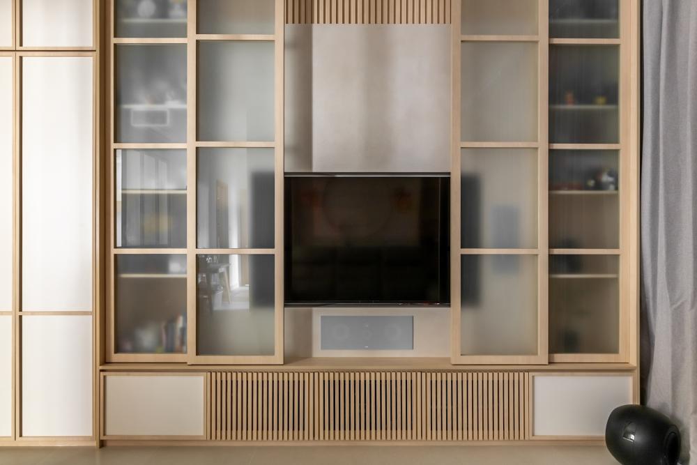 Modern Living Room with TV Console and Feature Wall