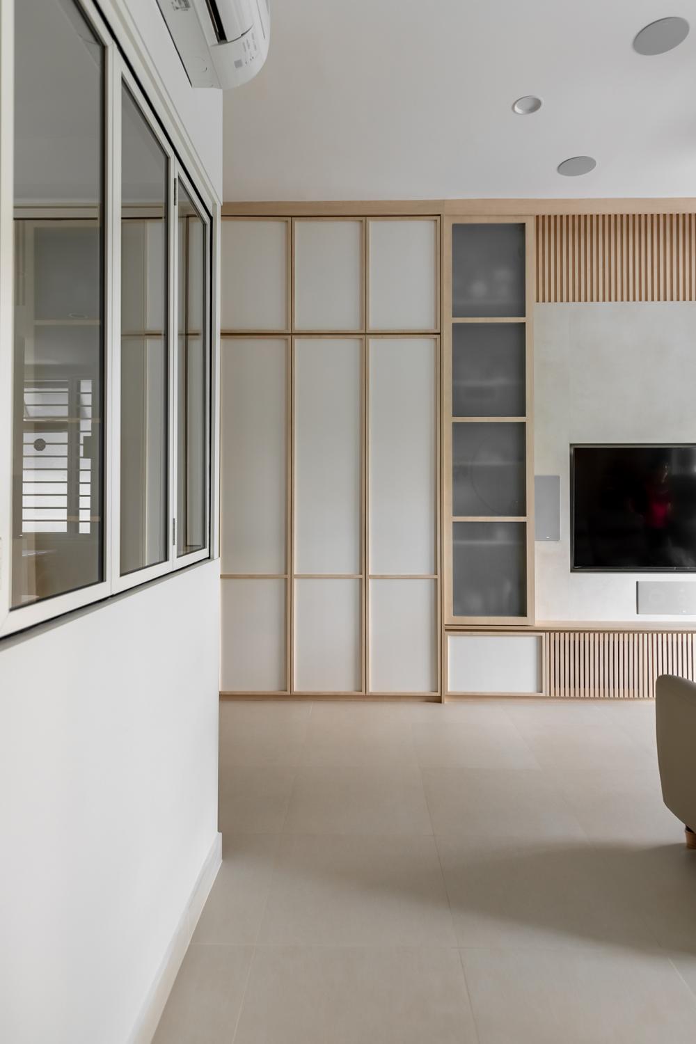 Modern Living Room with TV Console and Feature Wall