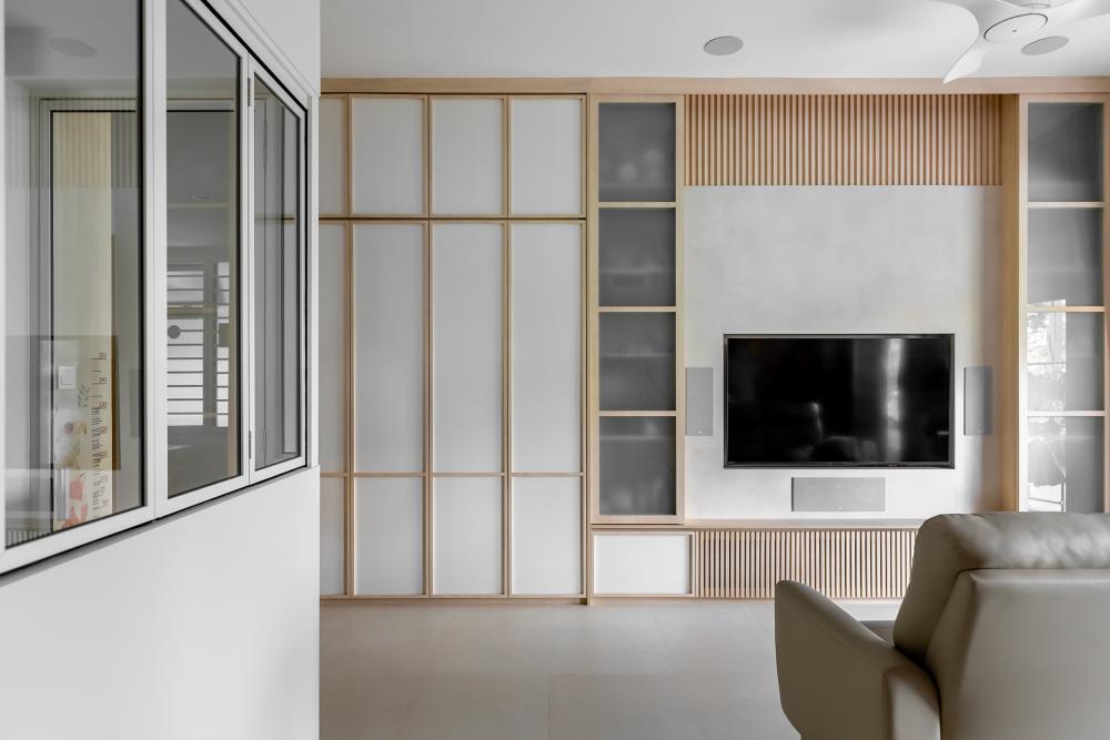 Modern Living Room with TV Console and Feature Wall