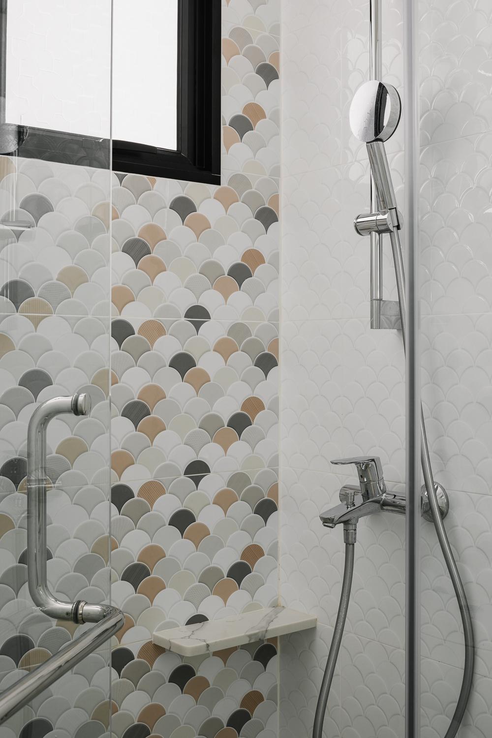Contemporary Bathroom with Feature Wall and Shower Screen