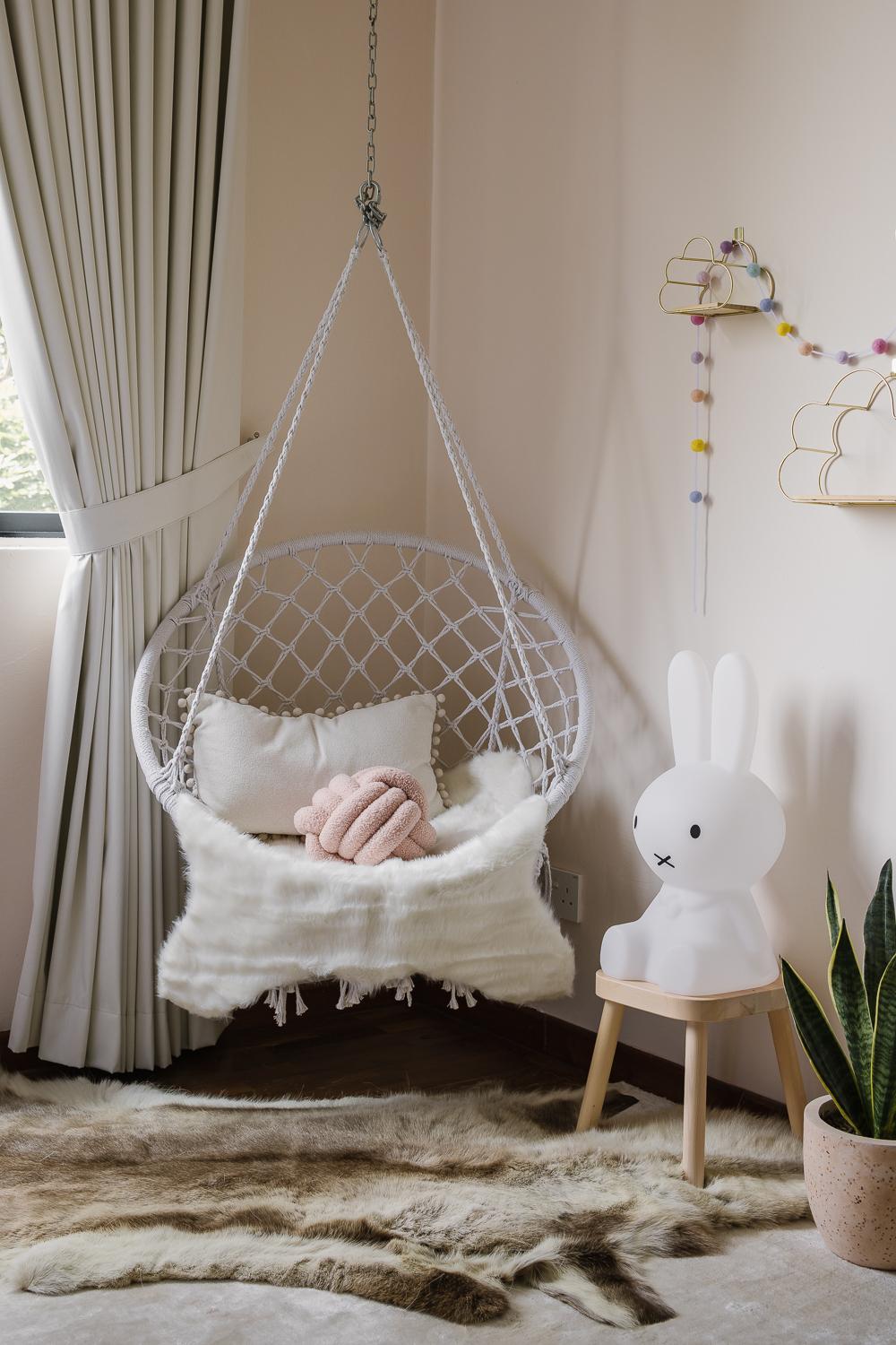 Contemporary Kids Room with Carpet and Curtain