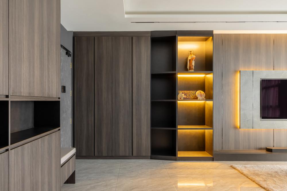 Modern Entryway with Shoe Rack and Stools