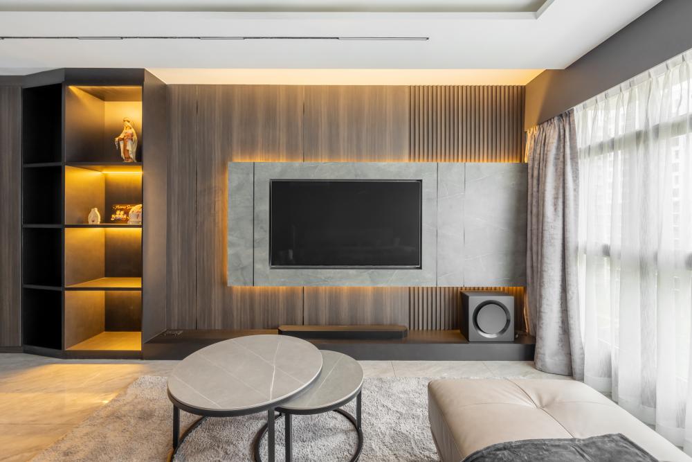 Modern Living Room with TV Console and TV