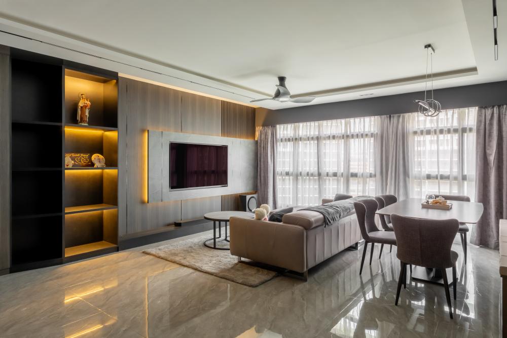 Modern Living Room with TV Console and Sofa