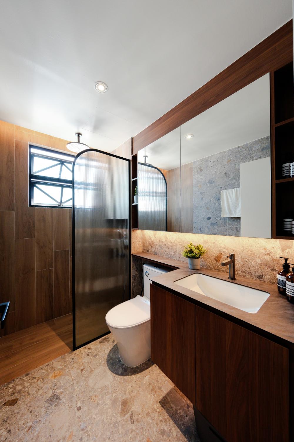 Contemporary Bathroom with Mirror and Shower Screen