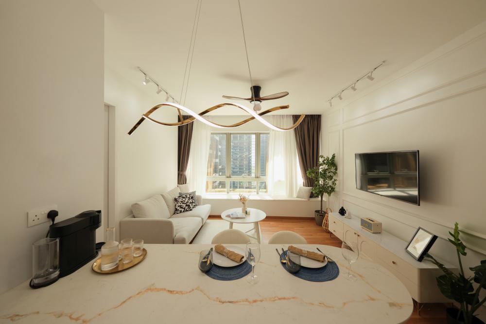 Modern Living Room with TV Console and Feature Wall