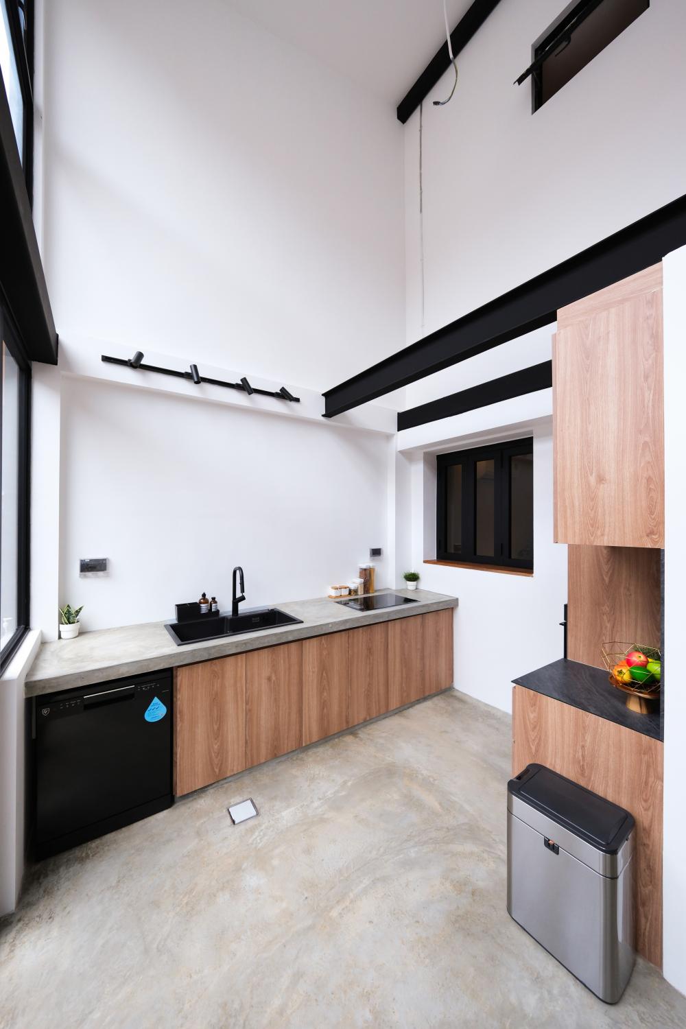 Contemporary Kitchen with Kitchen Window and Open Kitchen