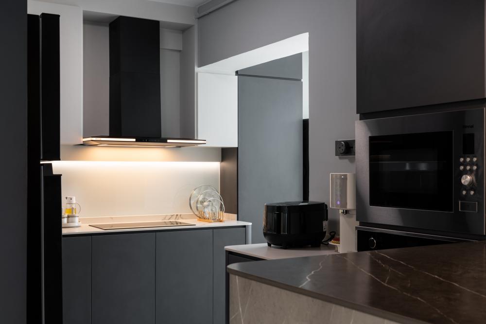 Contemporary Kitchen with Kitchen Window and Open Kitchen
