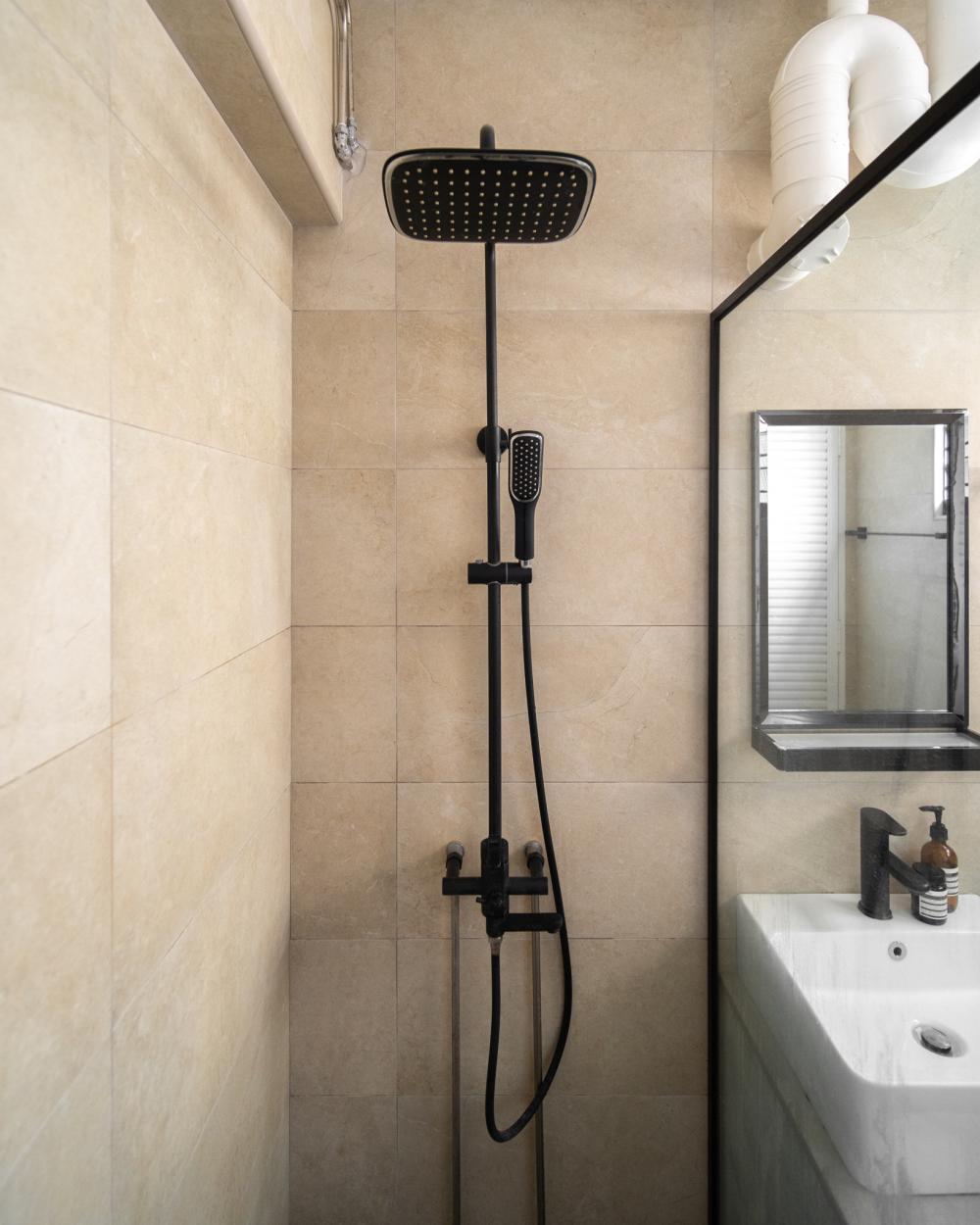 Scandinavian Bathroom with Shower Screen and Showers