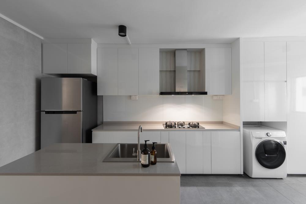 Scandinavian Kitchen with Countertop and Kitchen Island