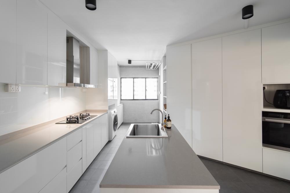 Scandinavian Kitchen with Countertop and Kitchen Island
