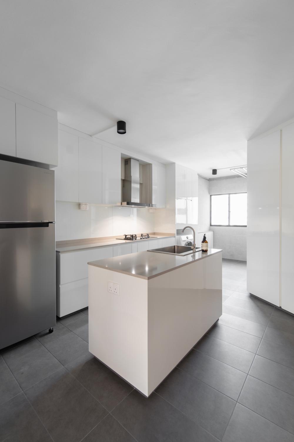 Scandinavian Kitchen with Countertop and Kitchen Island