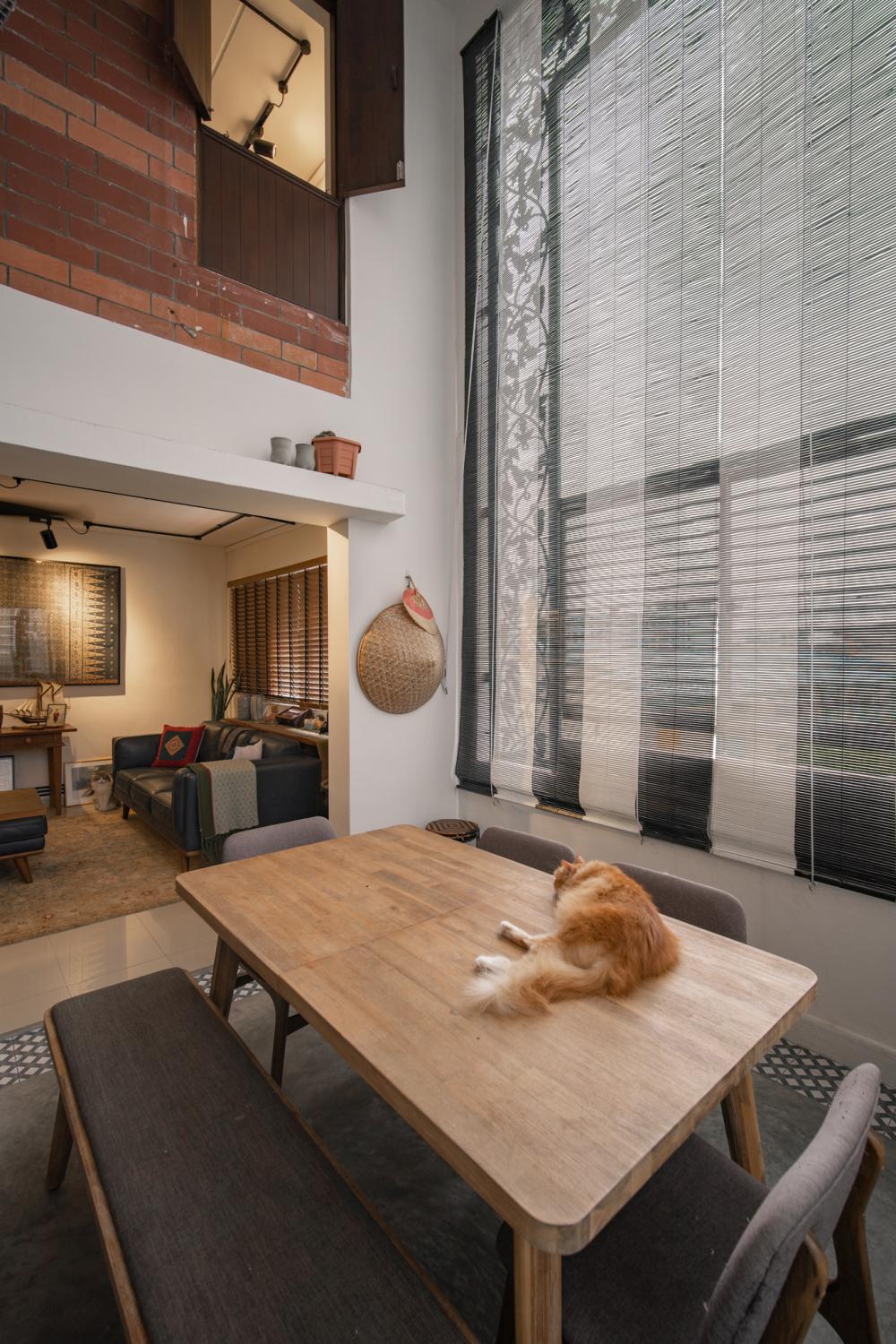 Industrial Dining Room with Dining Table and Seating Bench
