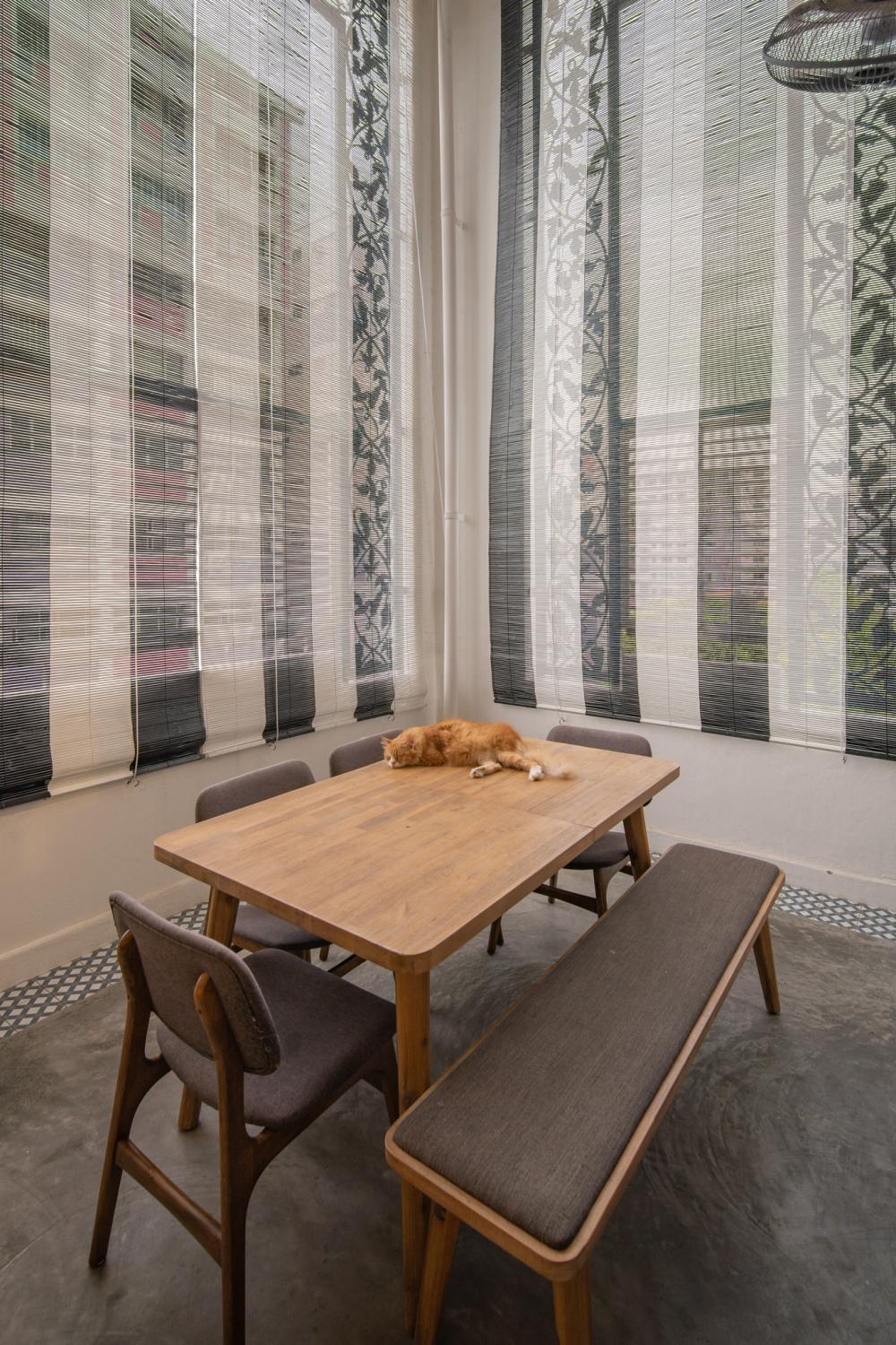 Industrial Dining Room with Dining Table and Seating Bench