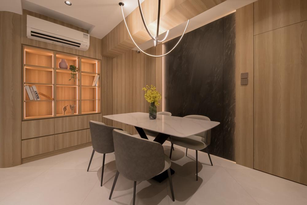 Contemporary Dining Room with Dining Table and Dining Chairs