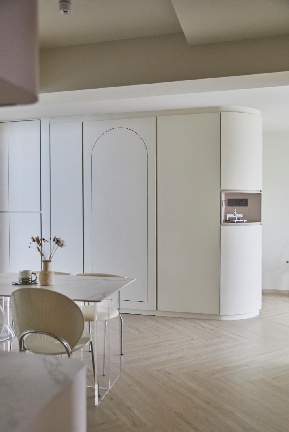 Minimalist Foyer with Display Cabinets and Shoe Cabinets