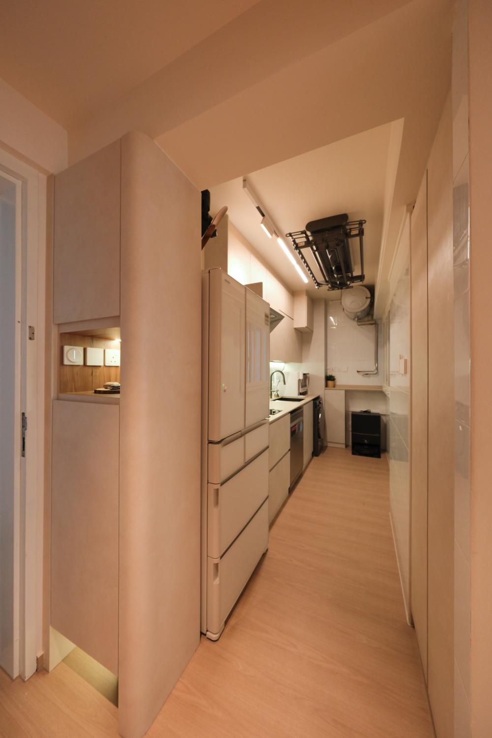 Minimalist Entryway with Small Storage and Stools