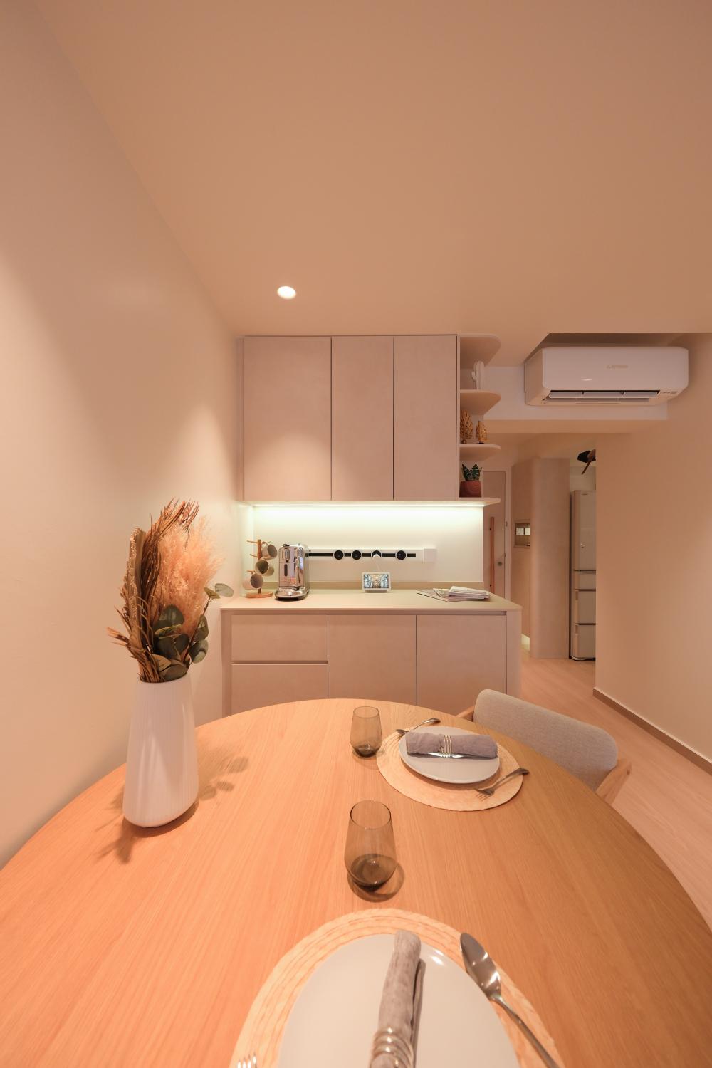 Minimalist Pantry with Kitchen Island and Console Table