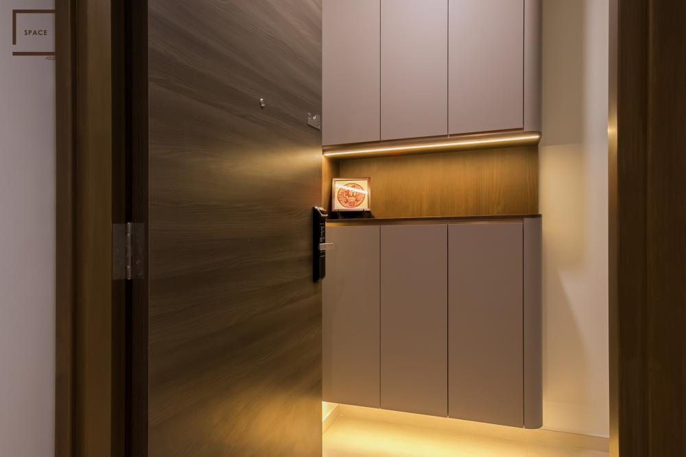 Modern Entryway with Shoe Cabinets and Doors