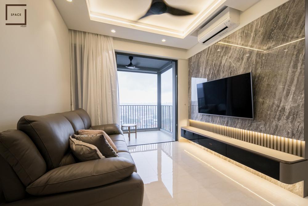 Modern Living Room with TV Console and Feature Wall
