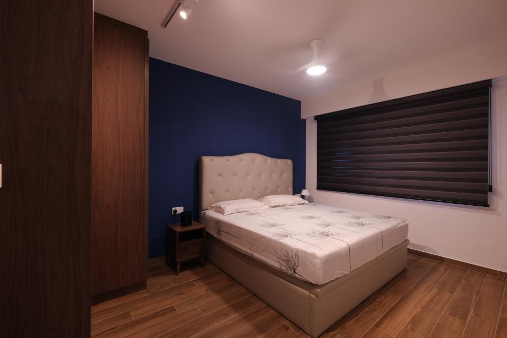 Scandinavian Bedroom with Drop Ceiling and Downlights