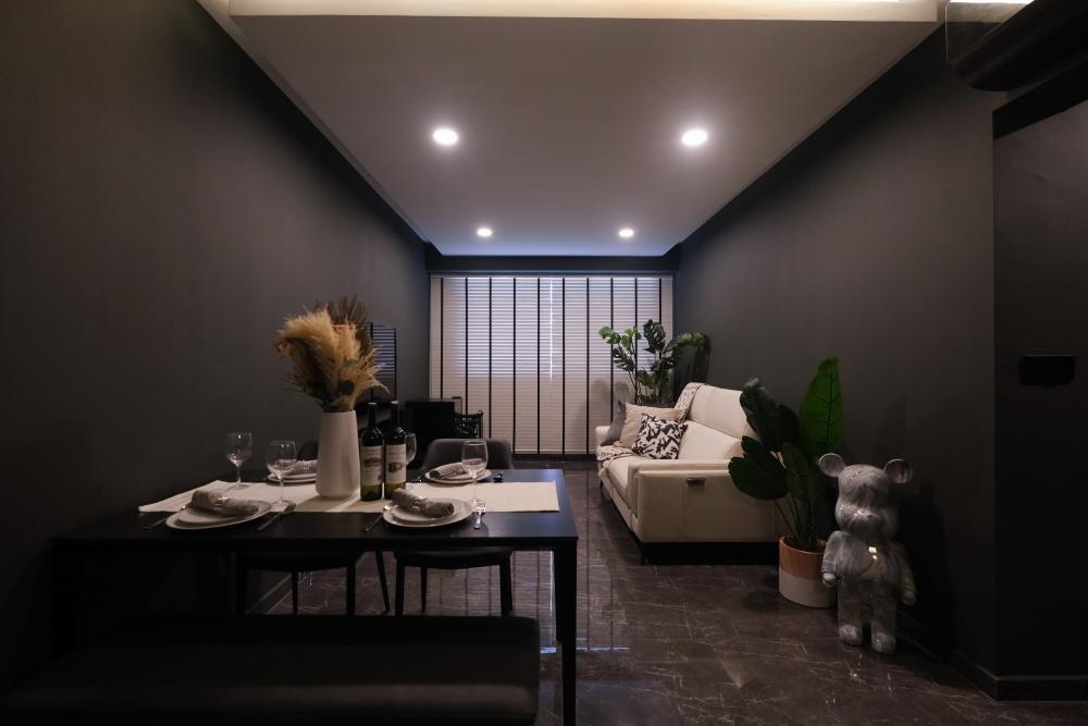Contemporary Living Room with TV Console and Feature Wall