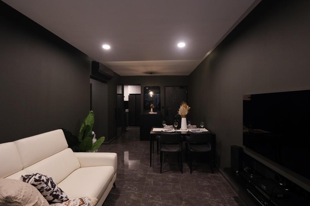 Contemporary Living Room with Downlights and Side Table