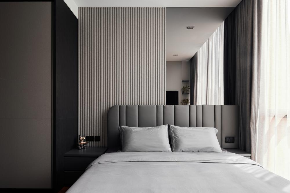 Asian Bedroom with Mirror and Closet