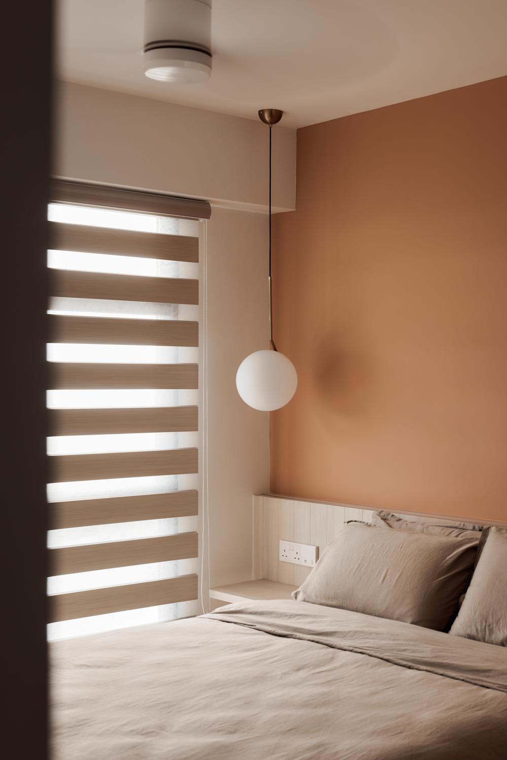 Scandinavian Bedroom with Queen Bed and Bed