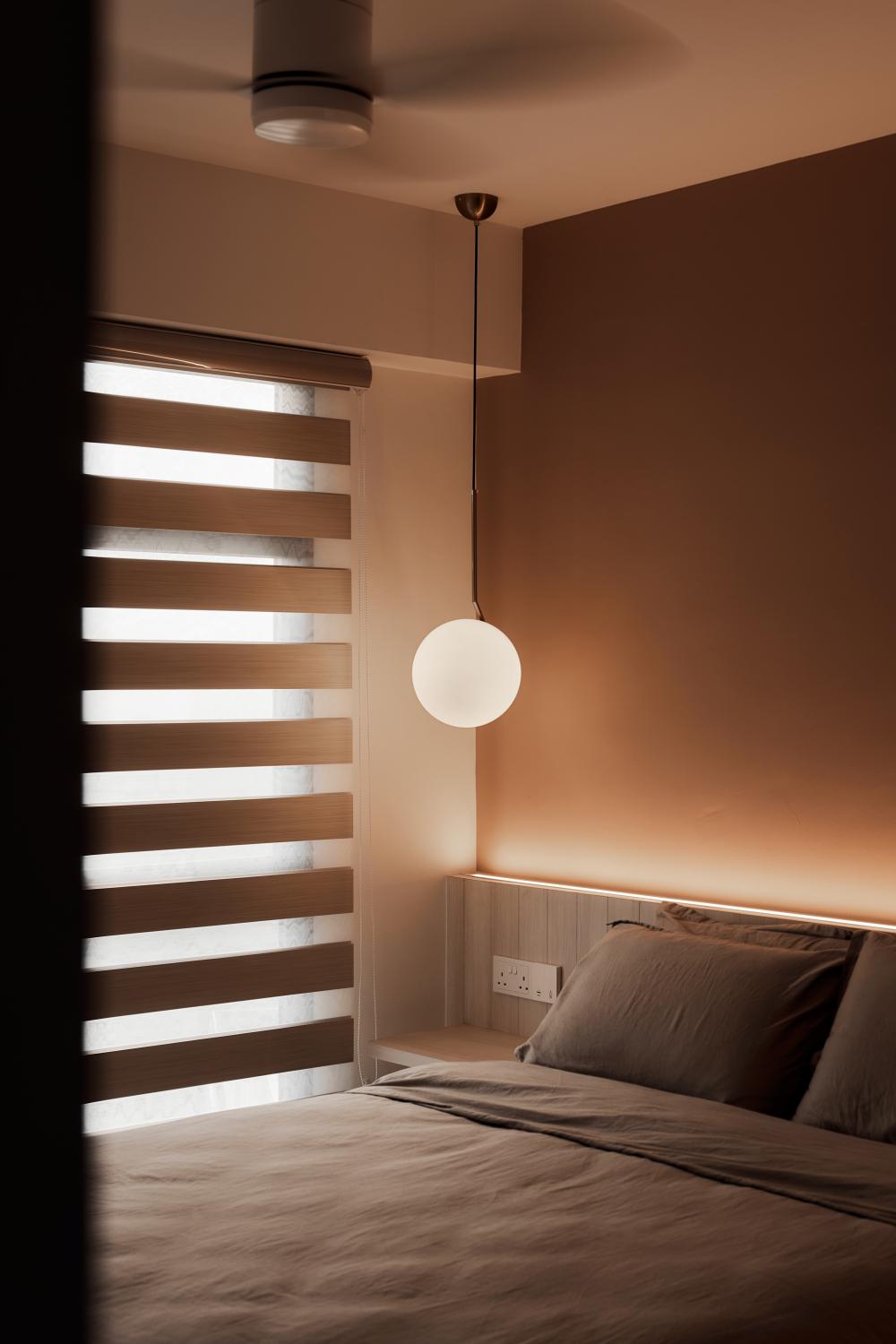Scandinavian Bedroom with Queen Bed and Bed
