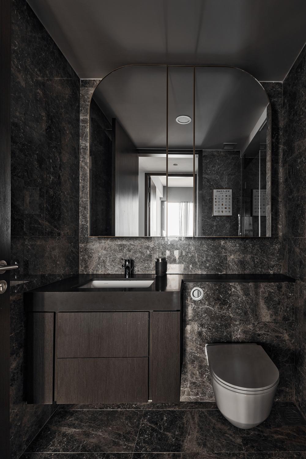 Modern Bathroom with Granite Floor and Marble Floor