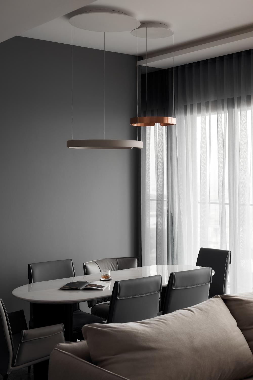 Modern Dining Room with Ceiling Light and Dining Table