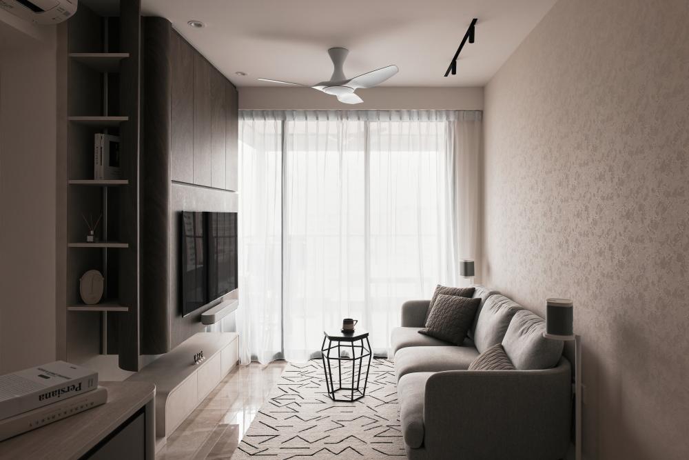 Modern Living Room with TV Console and Carpet