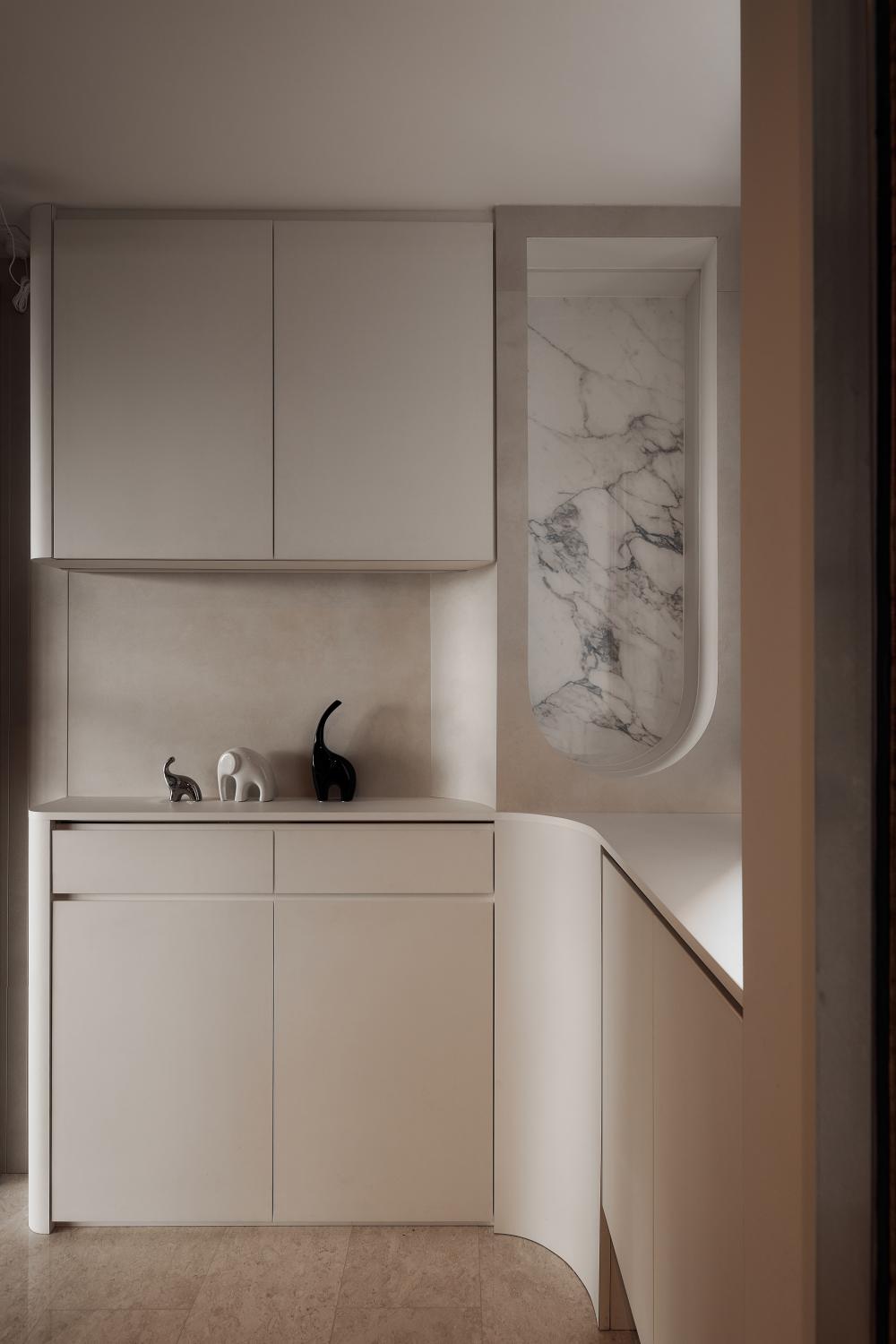Modern Hallway with Storage Cabinets and Small Storage