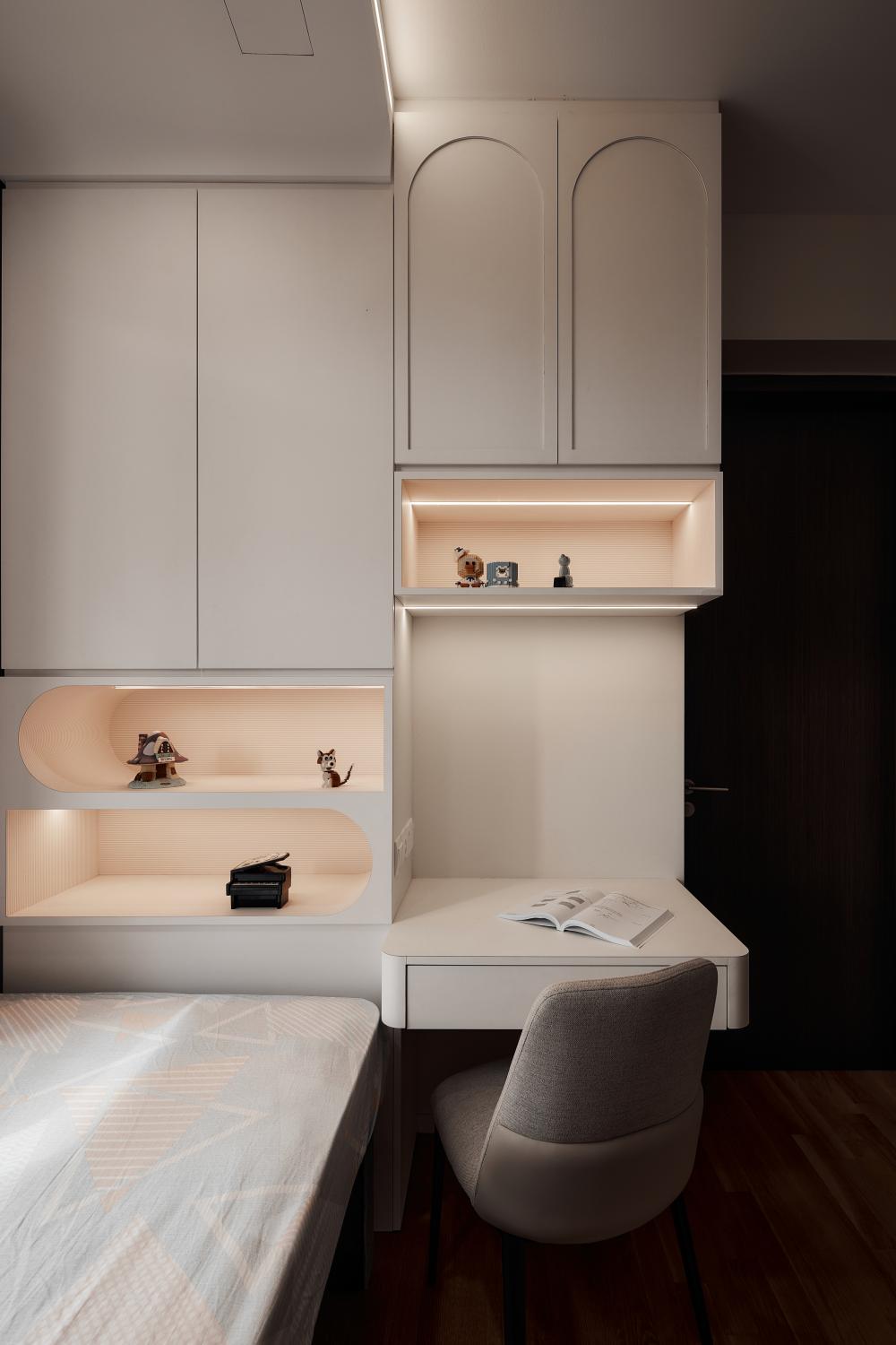 Modern Bedroom with Wardrobe and Bedside Table